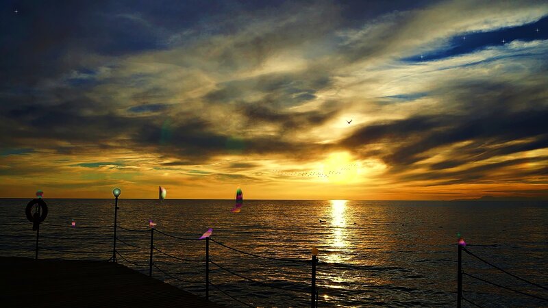 Sunset over the Sea — Yellow, Dramatic