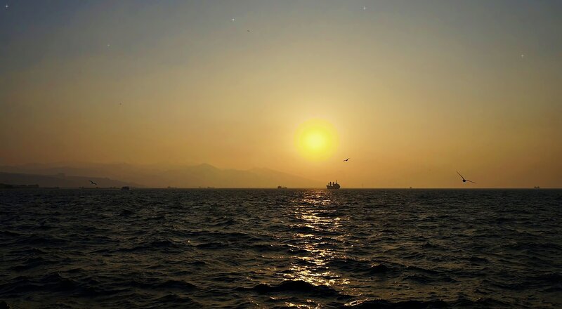 Sunset over the Sea — Yellow, Serene