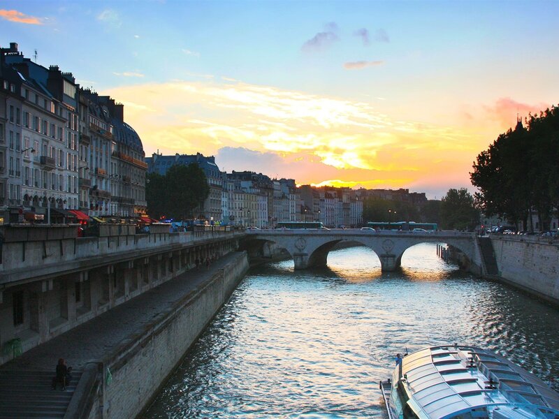 Sunset over the Seine River