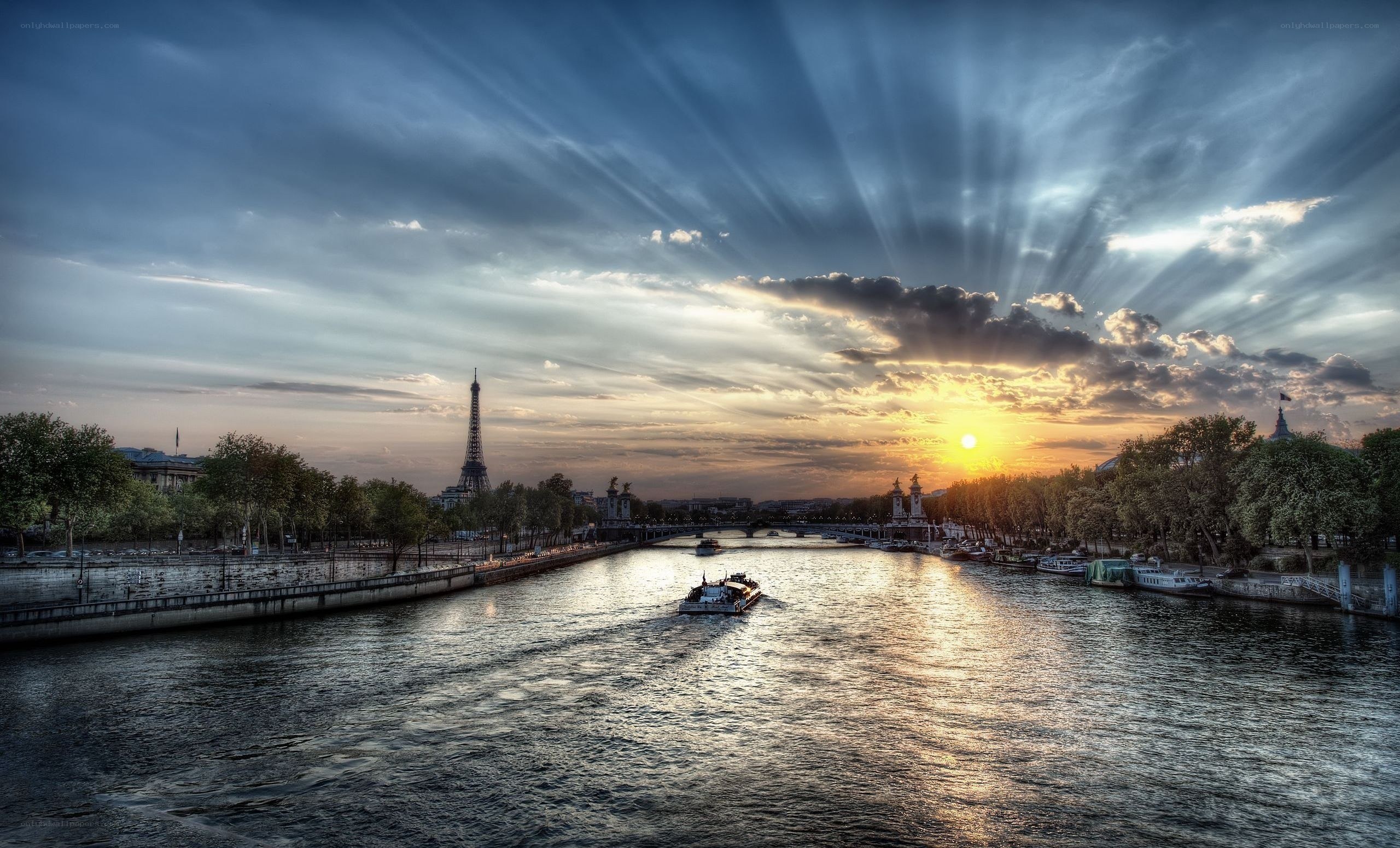 Sunset over the Seine with Eiffel Tower