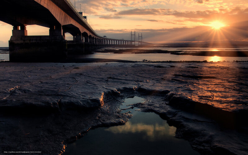 Sunset over the Severn Bridge