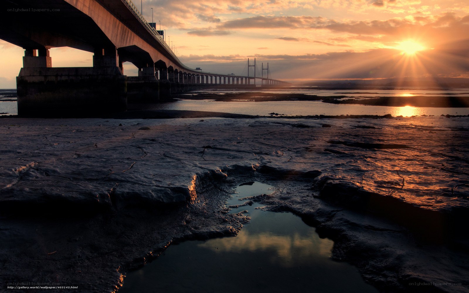 Sunset over the Severn Bridge