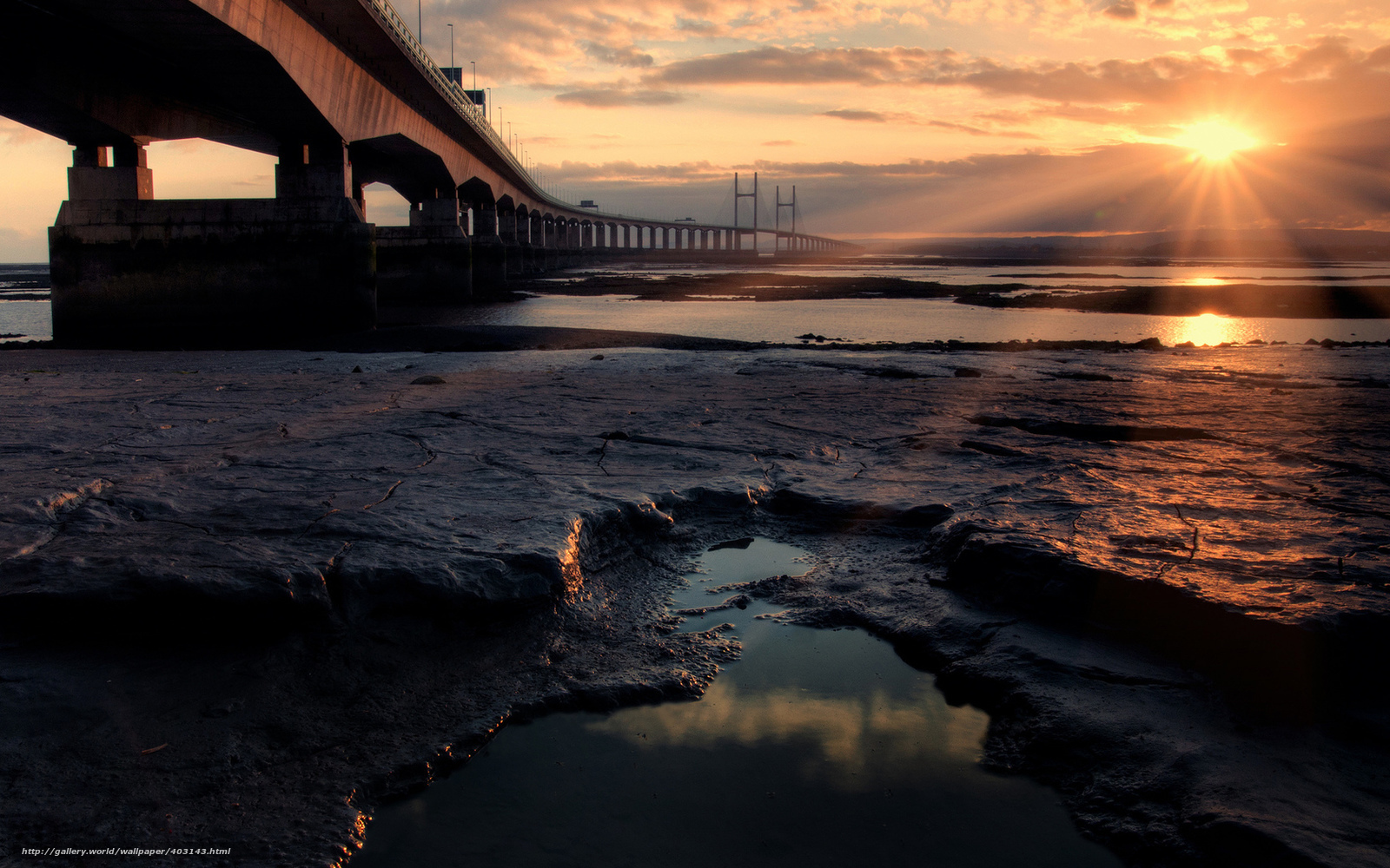 Sunset over the Severn Bridge