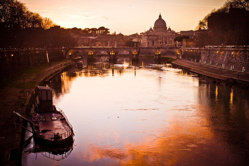 Sunset over the Tiber River