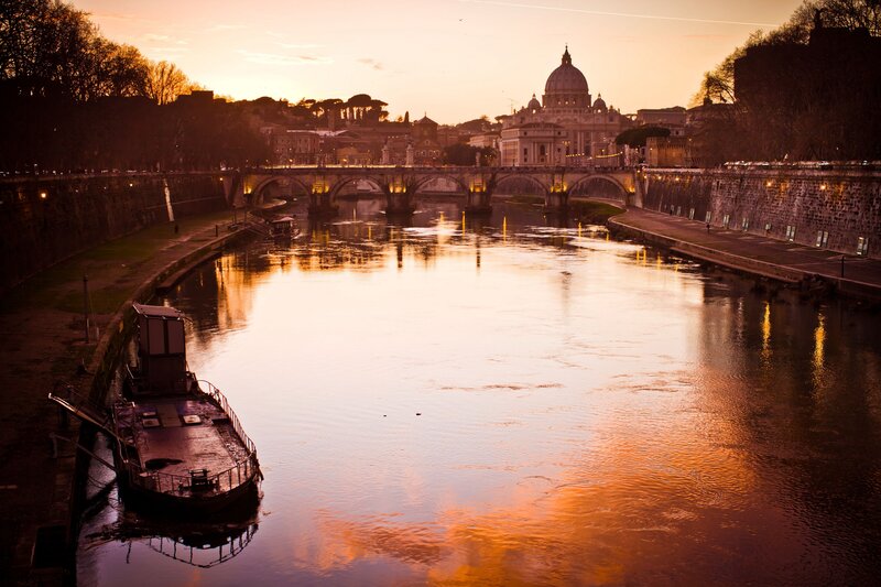 Sunset over the Tiber River