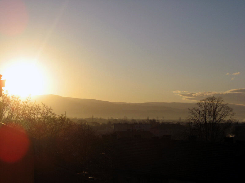 Sunset over the town
