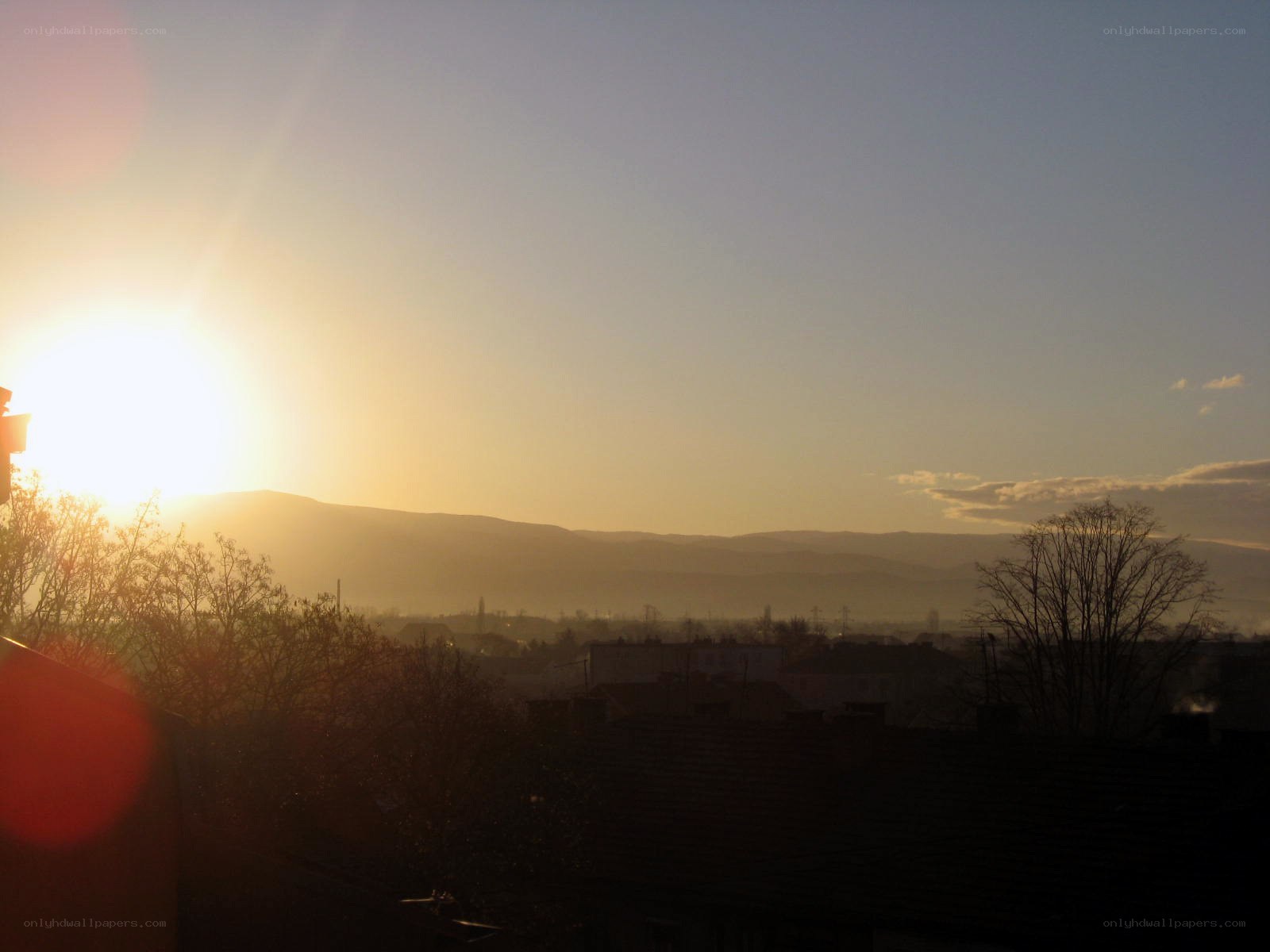 Sunset over the town