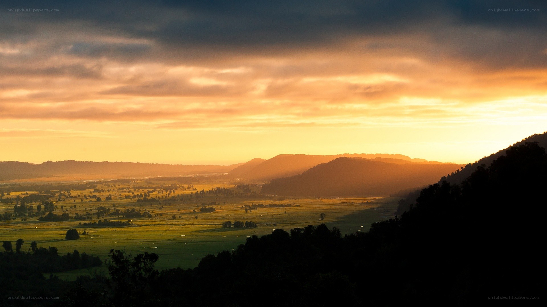 sunset over the valley