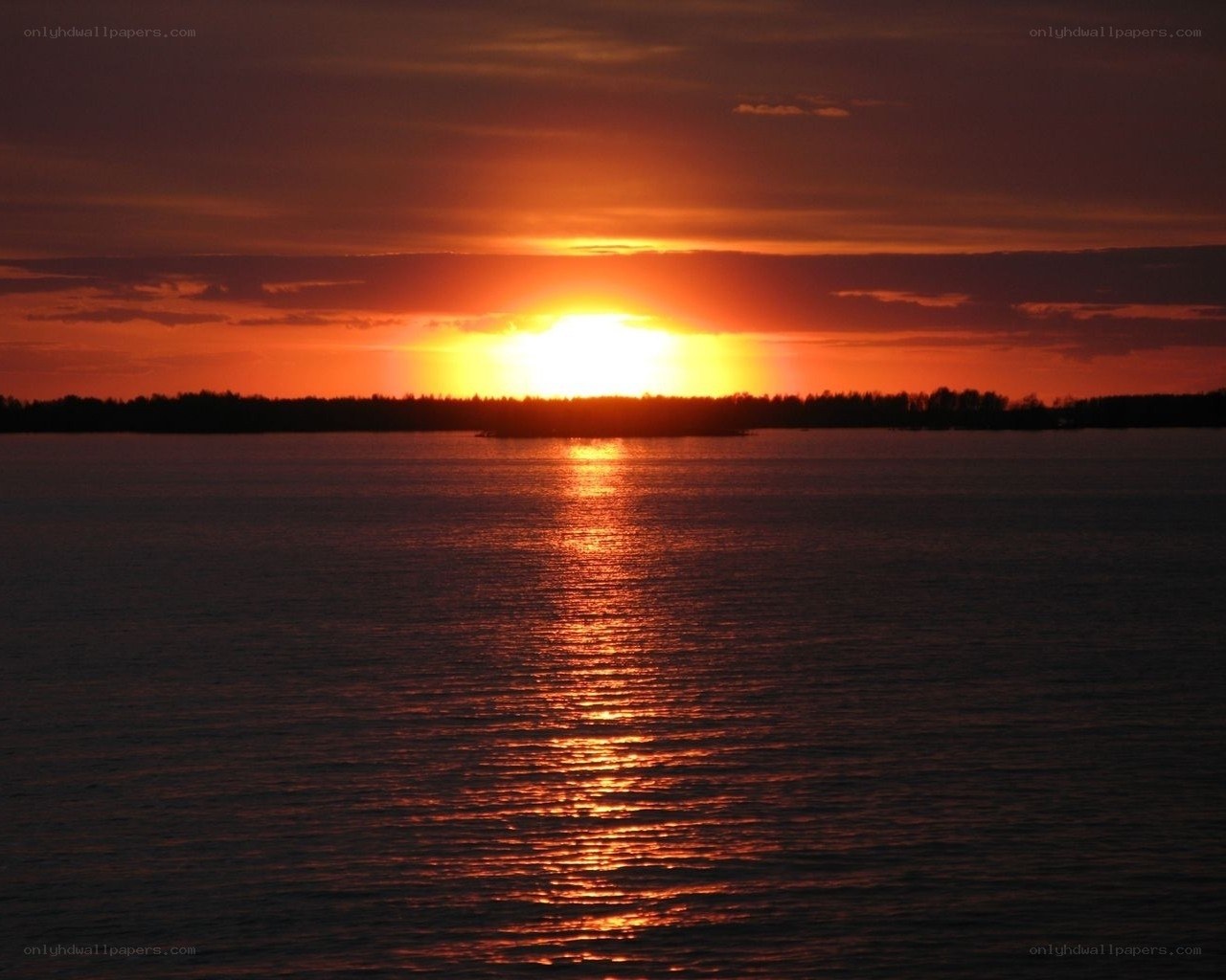 Sunset over the water