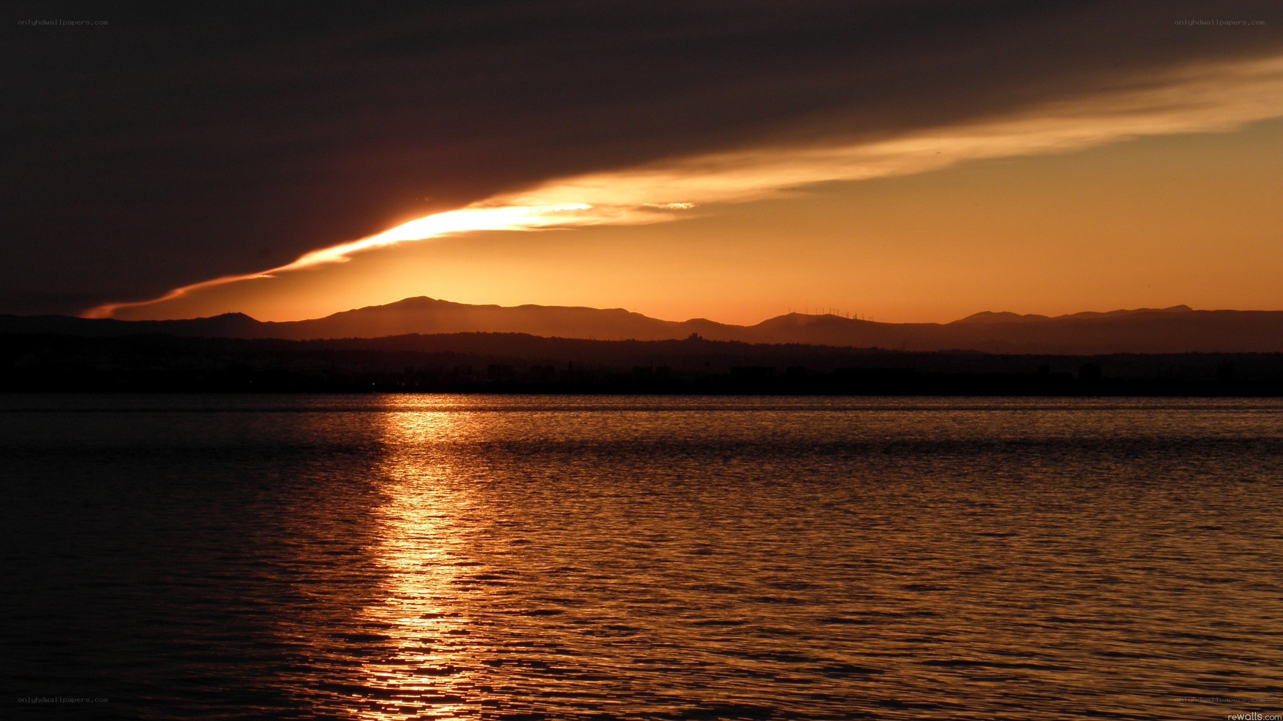 sunset over the water