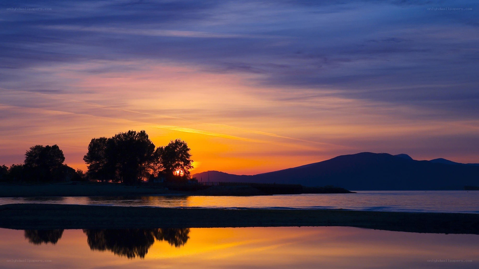 sunset over the water