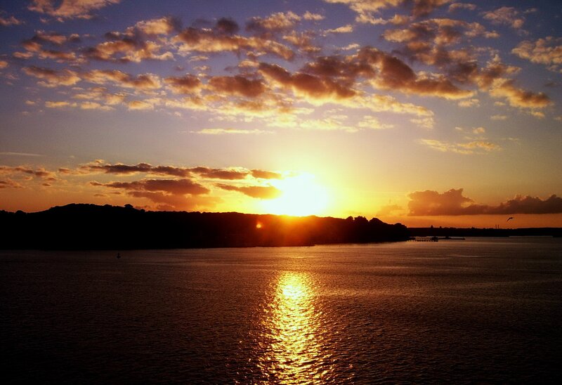 sunset over the water