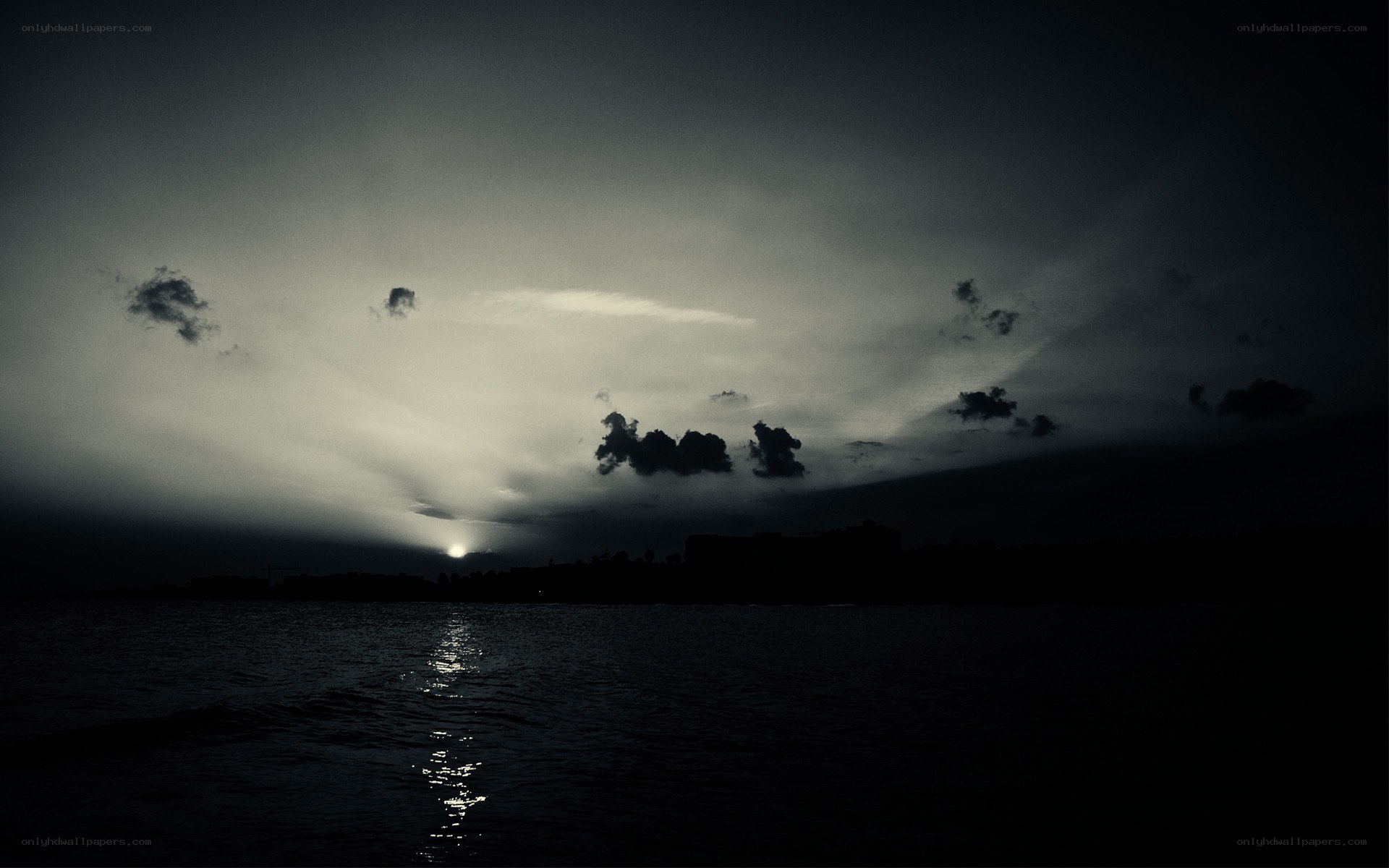 Sunset over the water