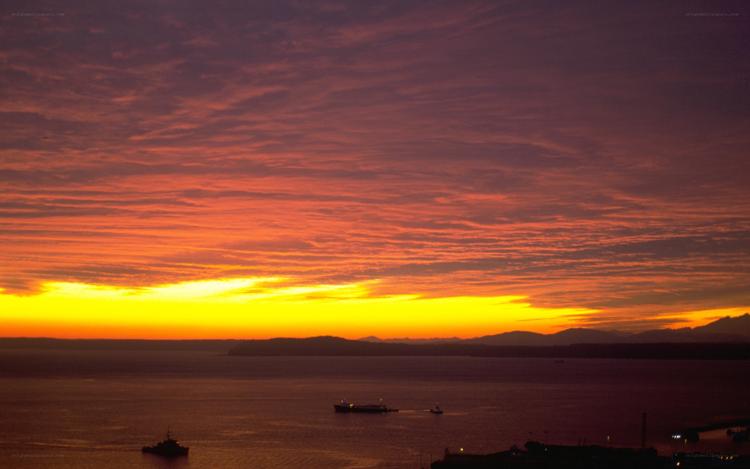 sunset over the water