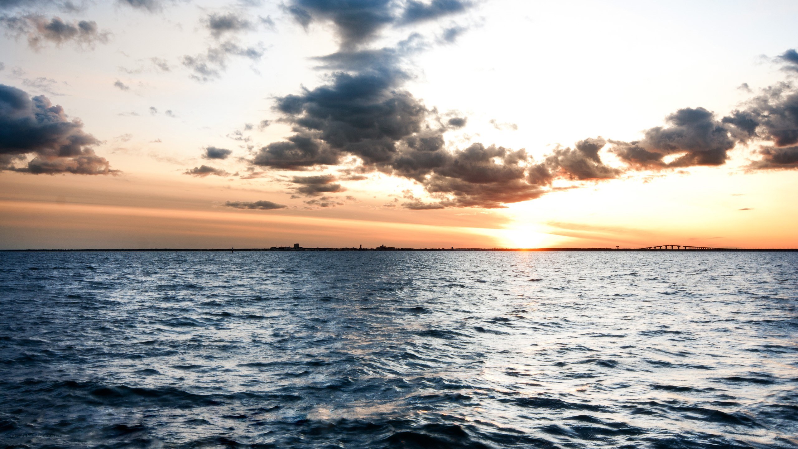 sunset over the water