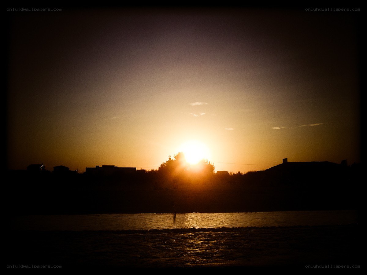 Sunset over the water