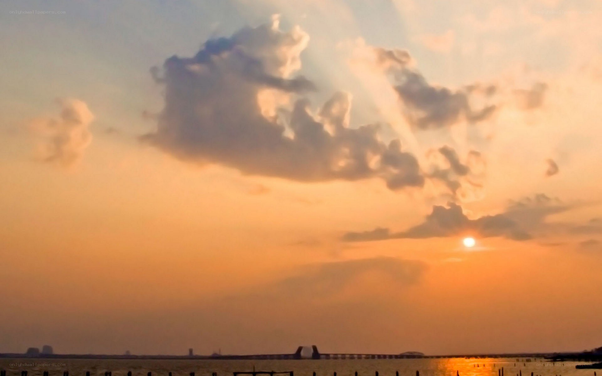 sunset over the water
