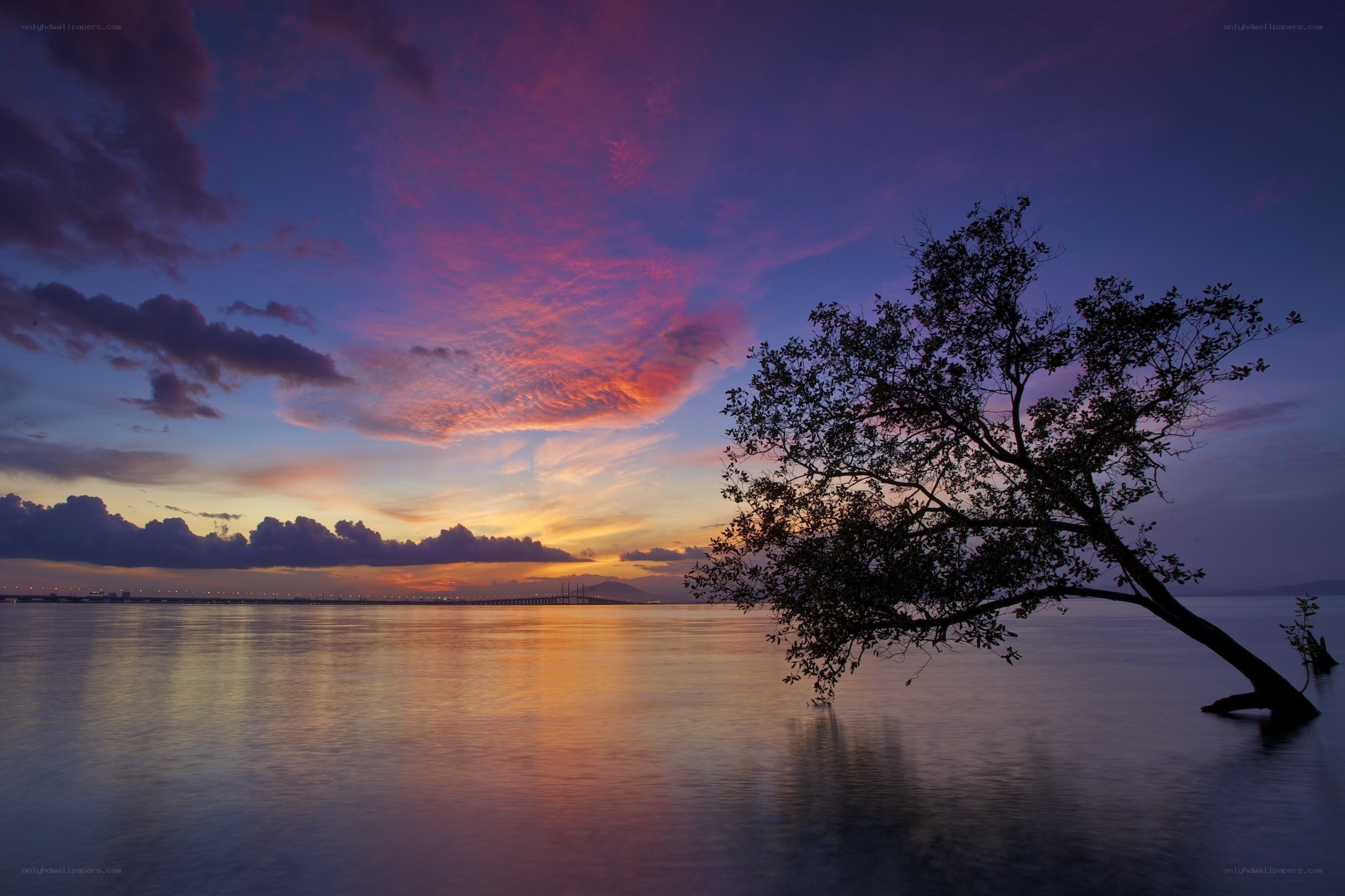 sunset over the water
