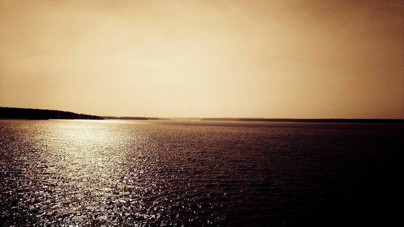 sunset over the water