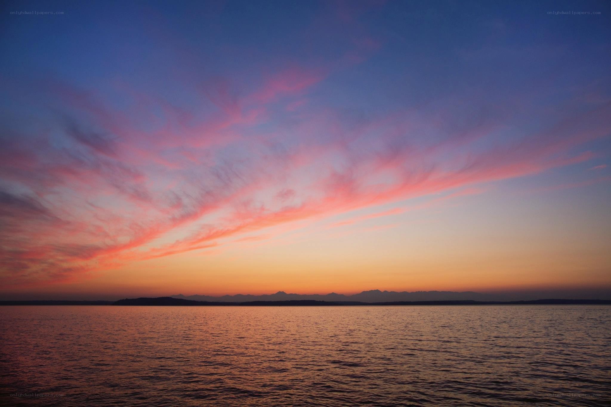 sunset over the water