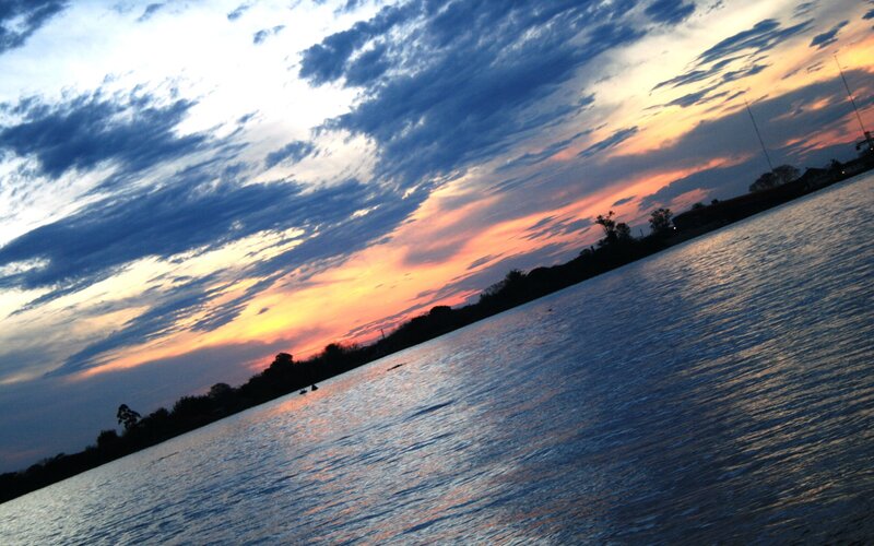 sunset over the water