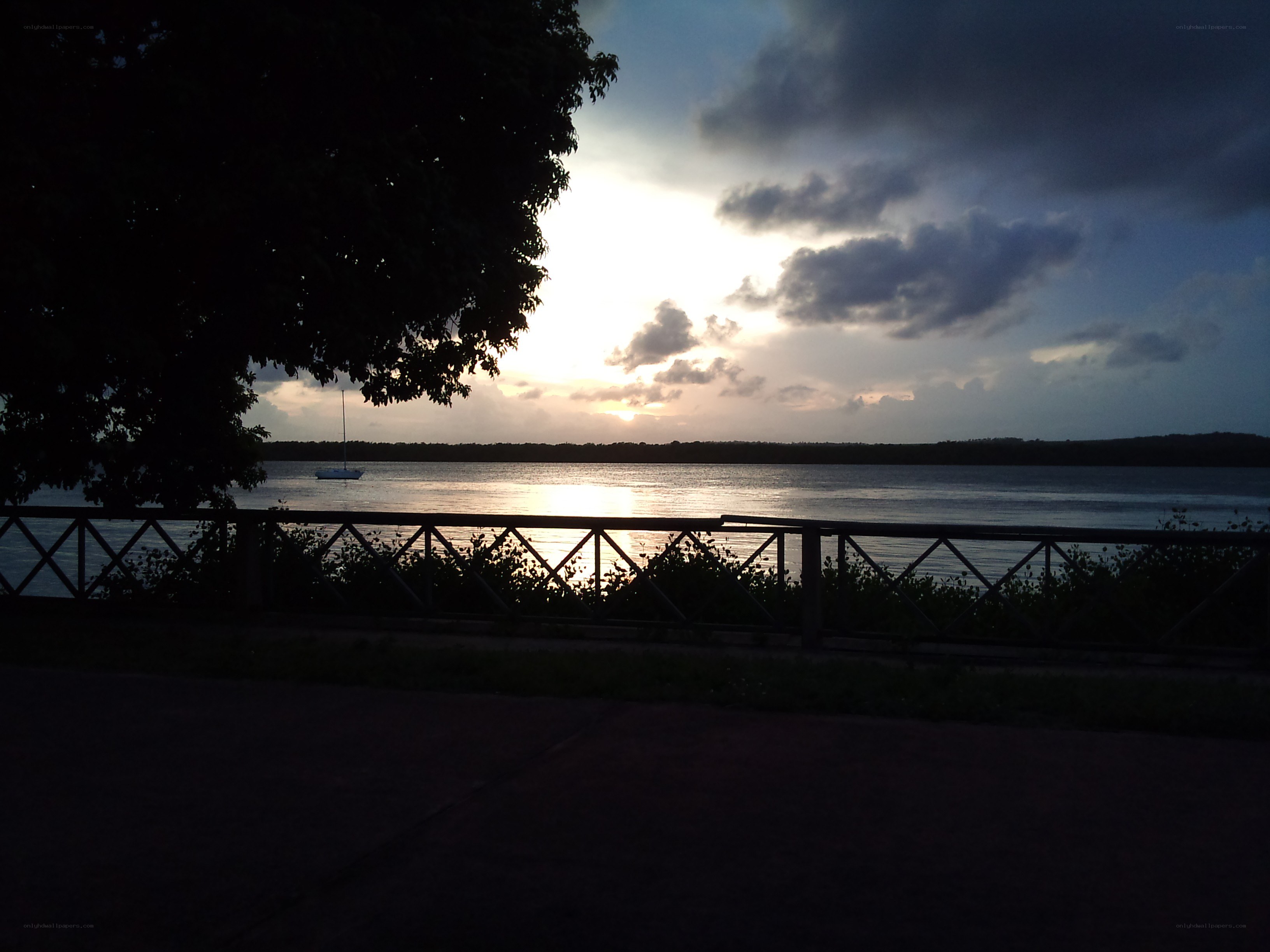 sunset over the water