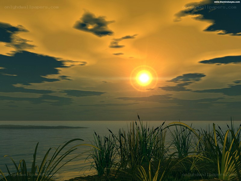 Sunset over the water