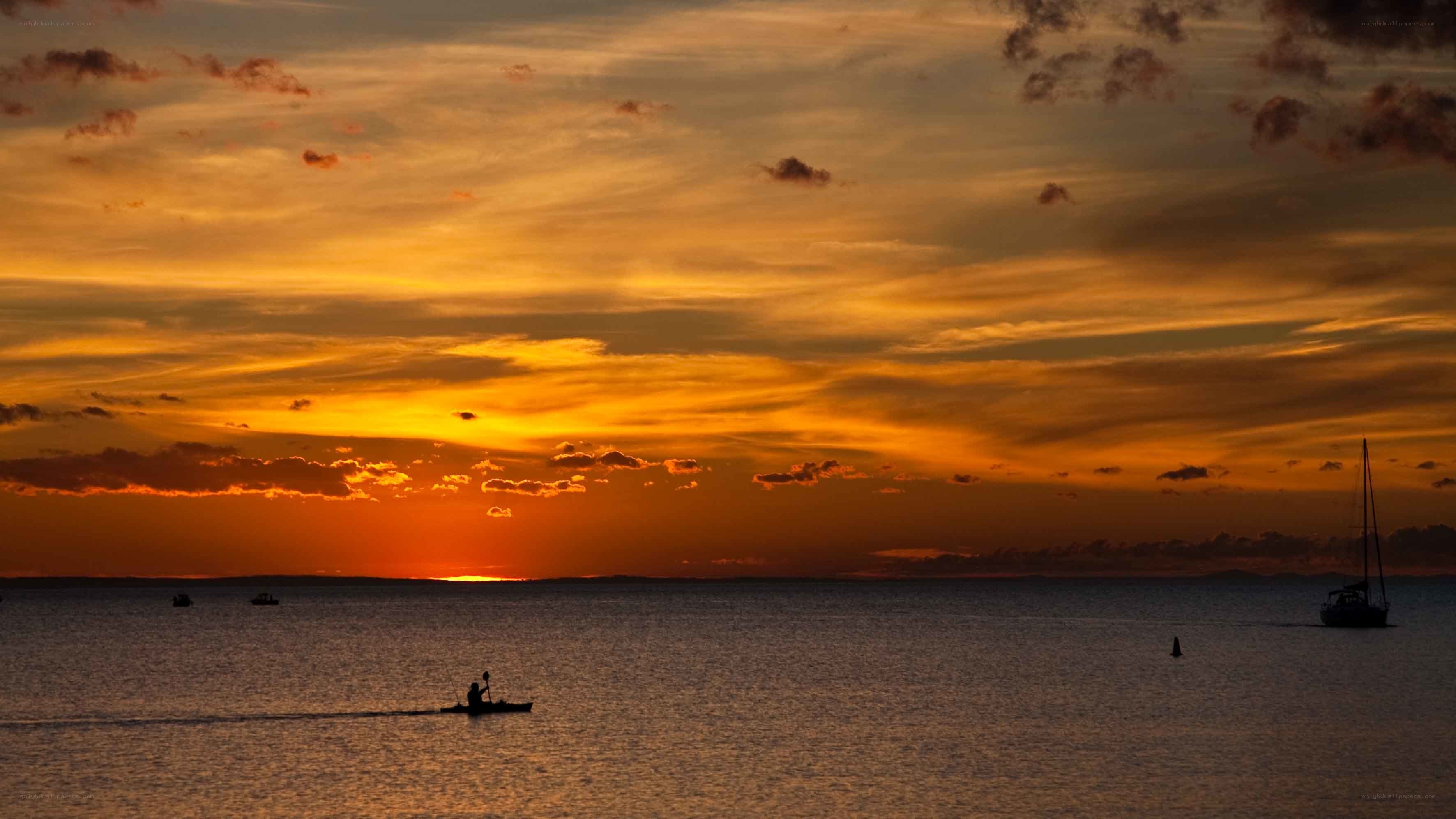 Sunset over the water