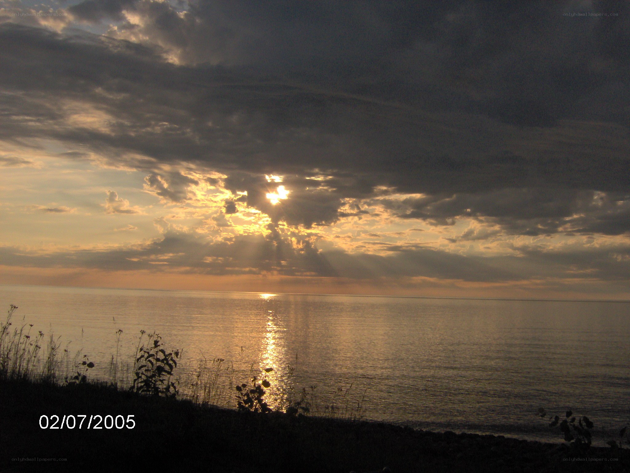 Sunset over the water
