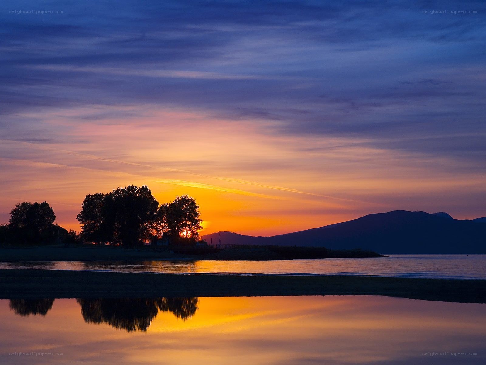 sunset over the water