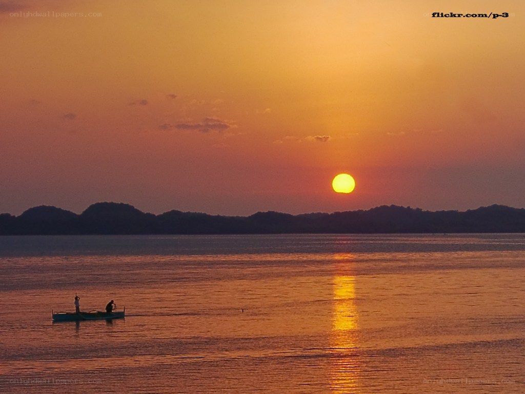 Sunset over the water