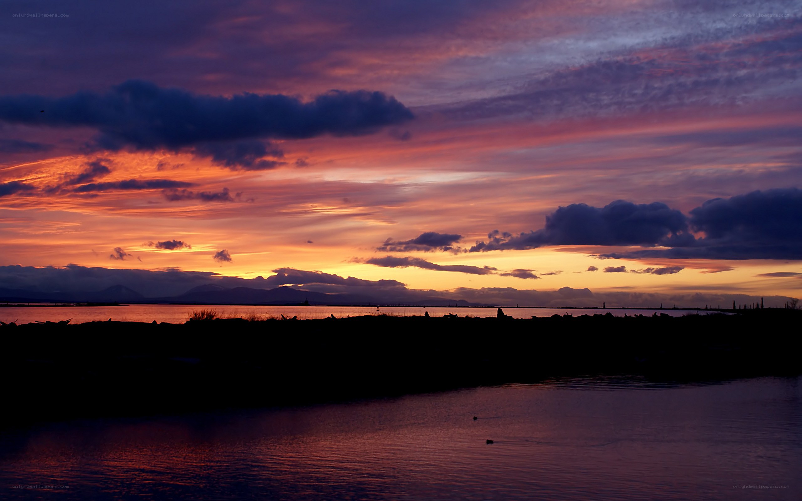 sunset over the water
