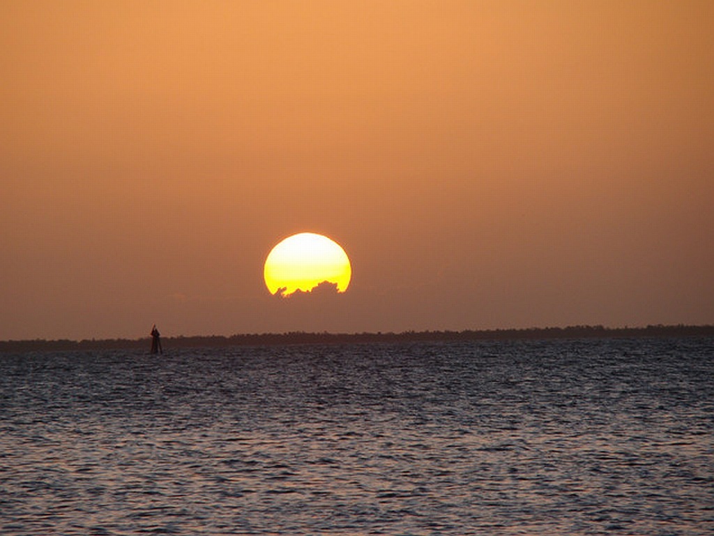 Sunset over the water