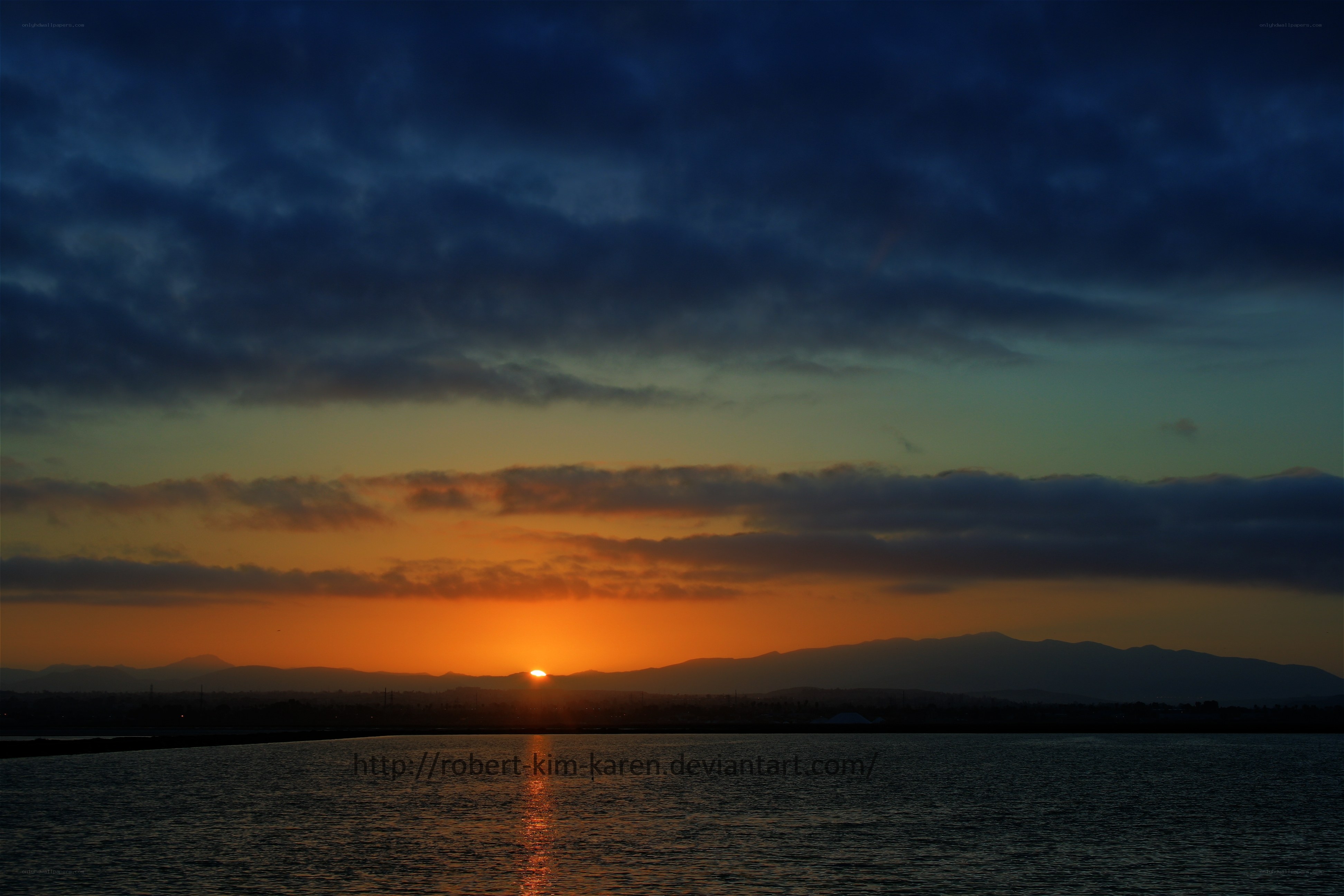 sunset over the water