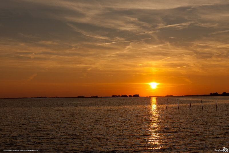 Sunset over the water