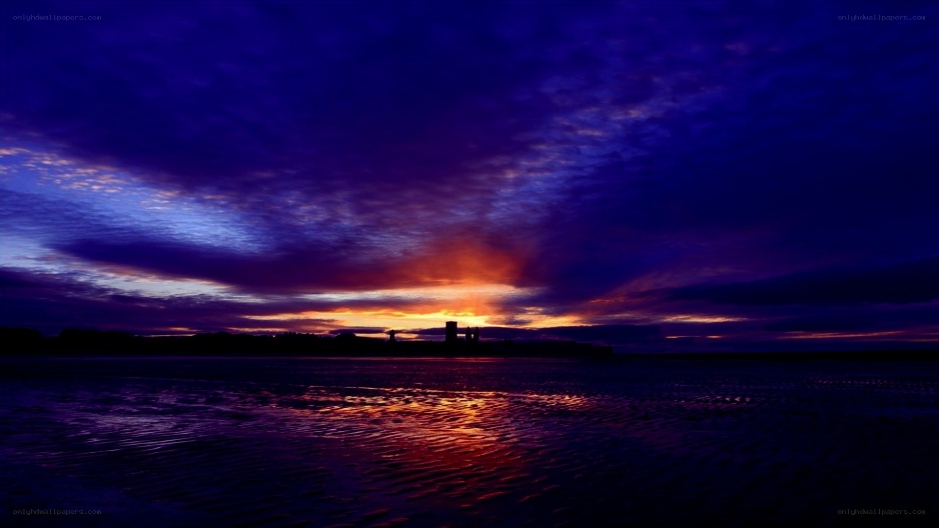 sunset over the water