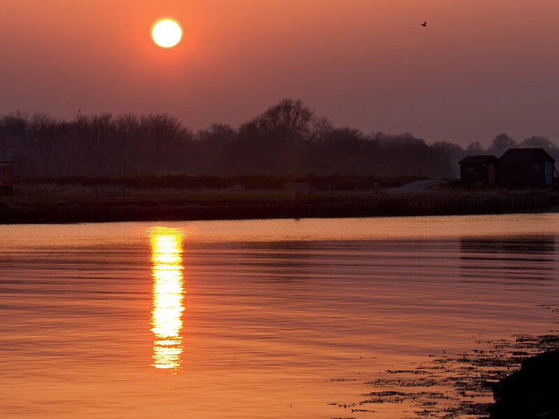 Sunset over the water