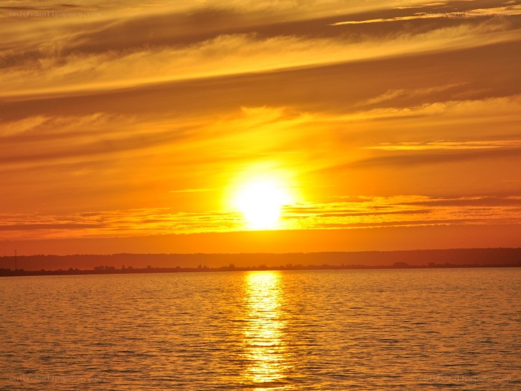 Sunset over the water