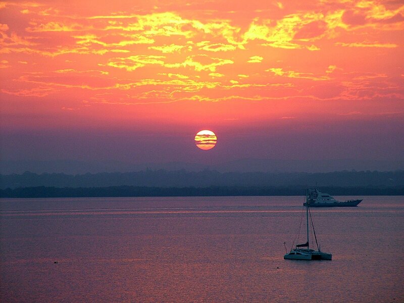 Sunset over the water
