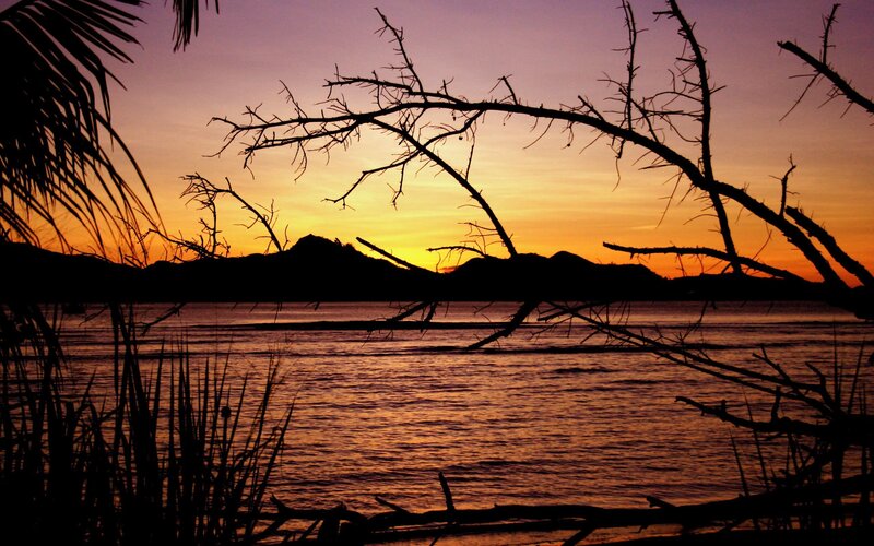 sunset over the water
