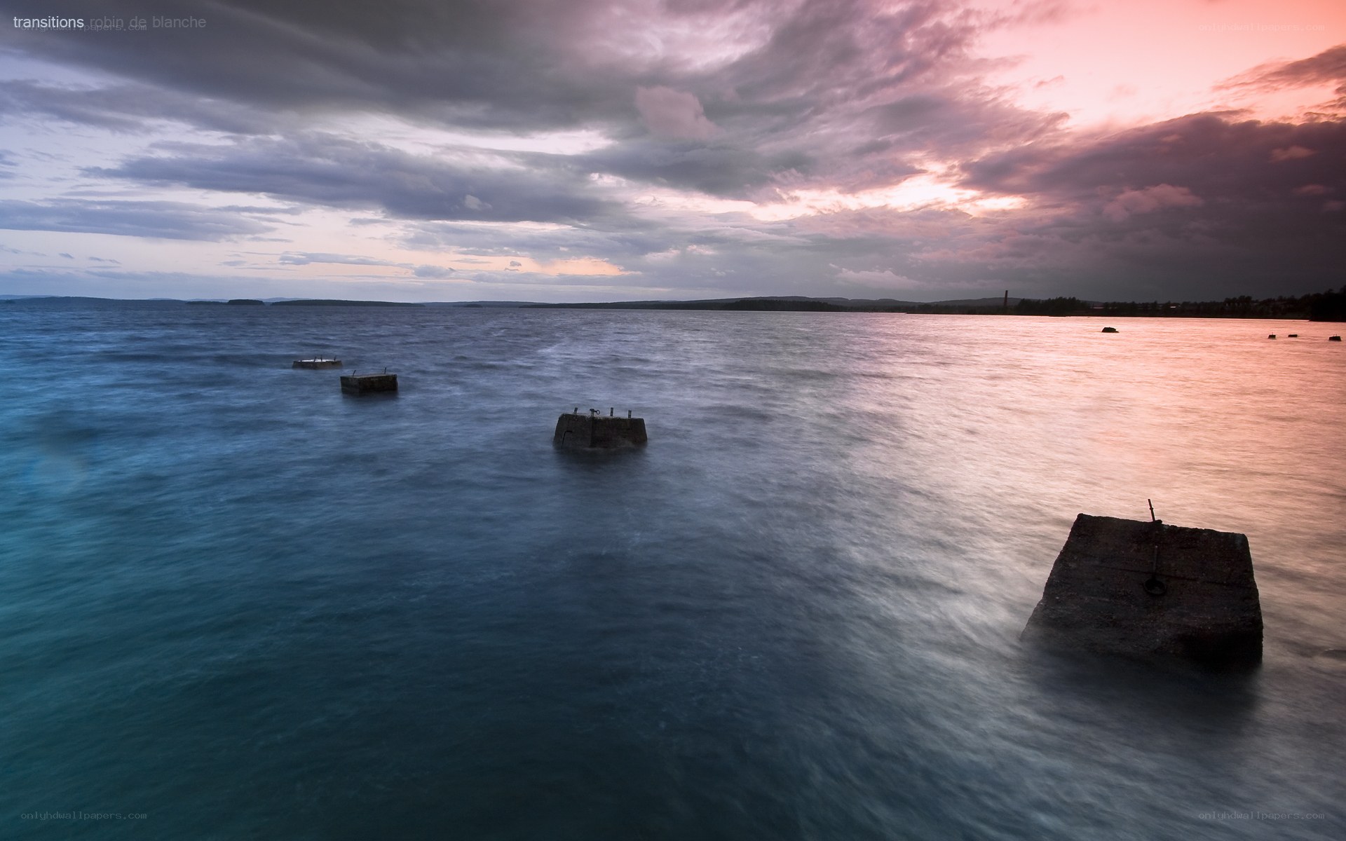 Sunset over the water