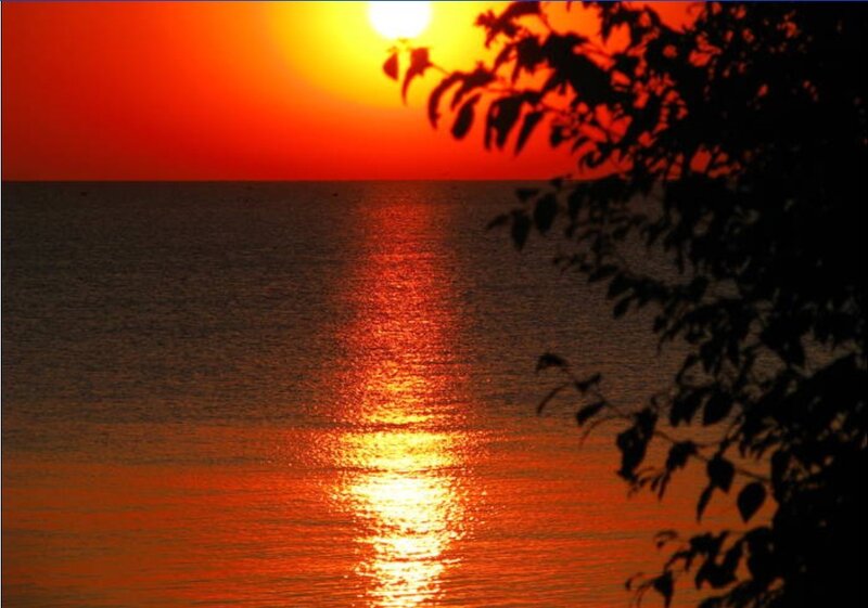 sunset over the water