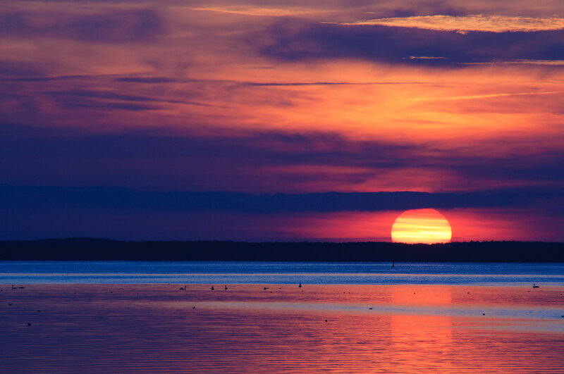 Sunset over the water