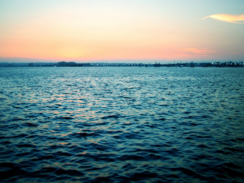 sunset over the water