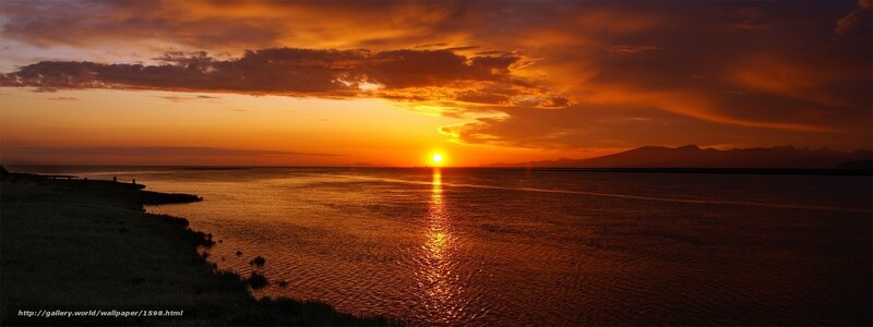 Sunset over the water