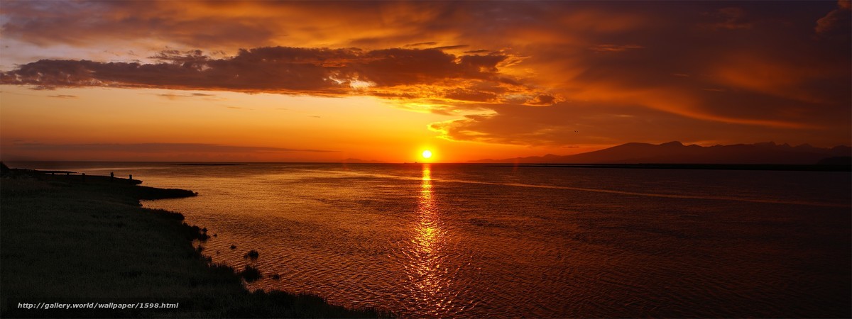 Sunset over the water