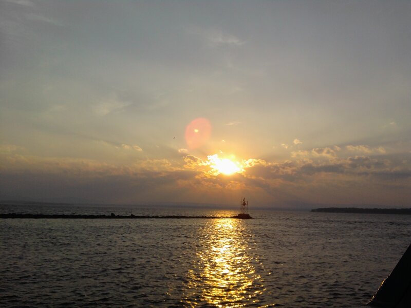 Sunset over the water