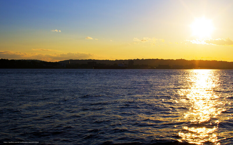 Sunset over the water