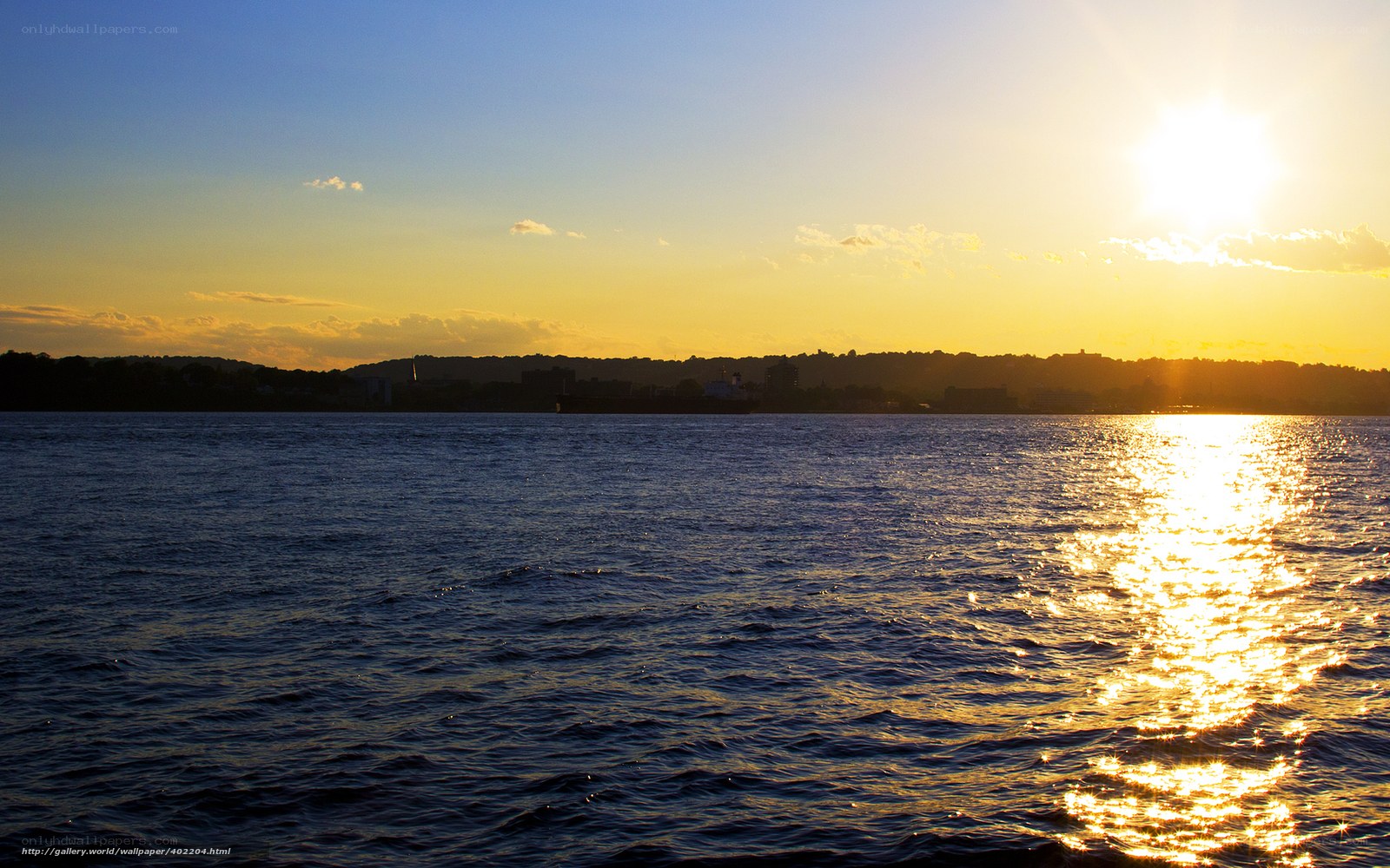 Sunset over the water