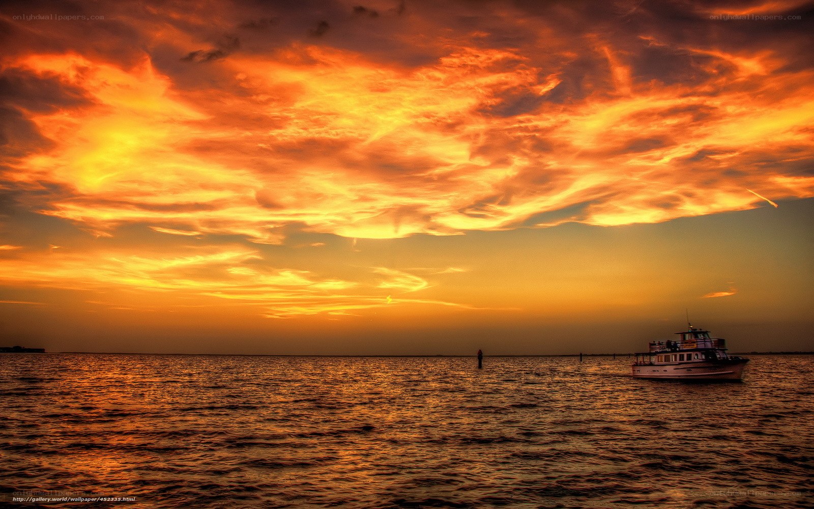 Sunset over the water